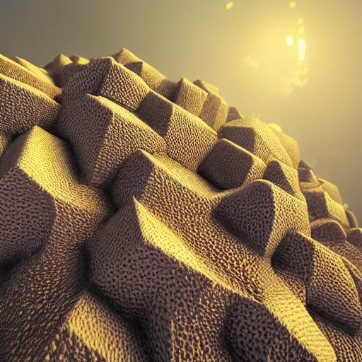 Image similar to photorealistic 3 d rendering of 3 d cellular automata developed. highly detailed octane render and vray, volumetric lighting, raytracing, unreal engine
