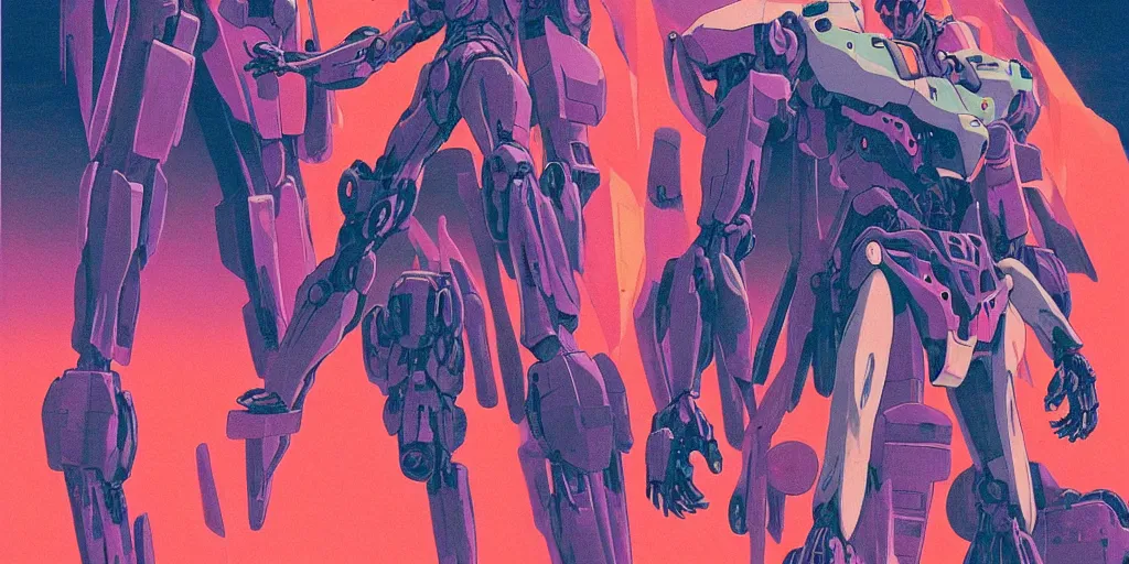 Prompt: risograph grainy painting of gigantic huge evangelion - like complicated agundam mech face with a lot of details and lasers covered ooze, by moebius and dirk dzimirsky and satisho kon, close - up wide portrait