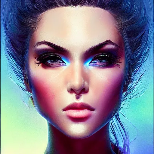 Prompt: electric woman, cute - fine - face, pretty face, oil slick hair, realistic shaded perfect face, extremely fine details, realistic shaded lighting, dynamic background, artgerm, 8 k ultra realistic, highly detailed, ivan aivazovsky