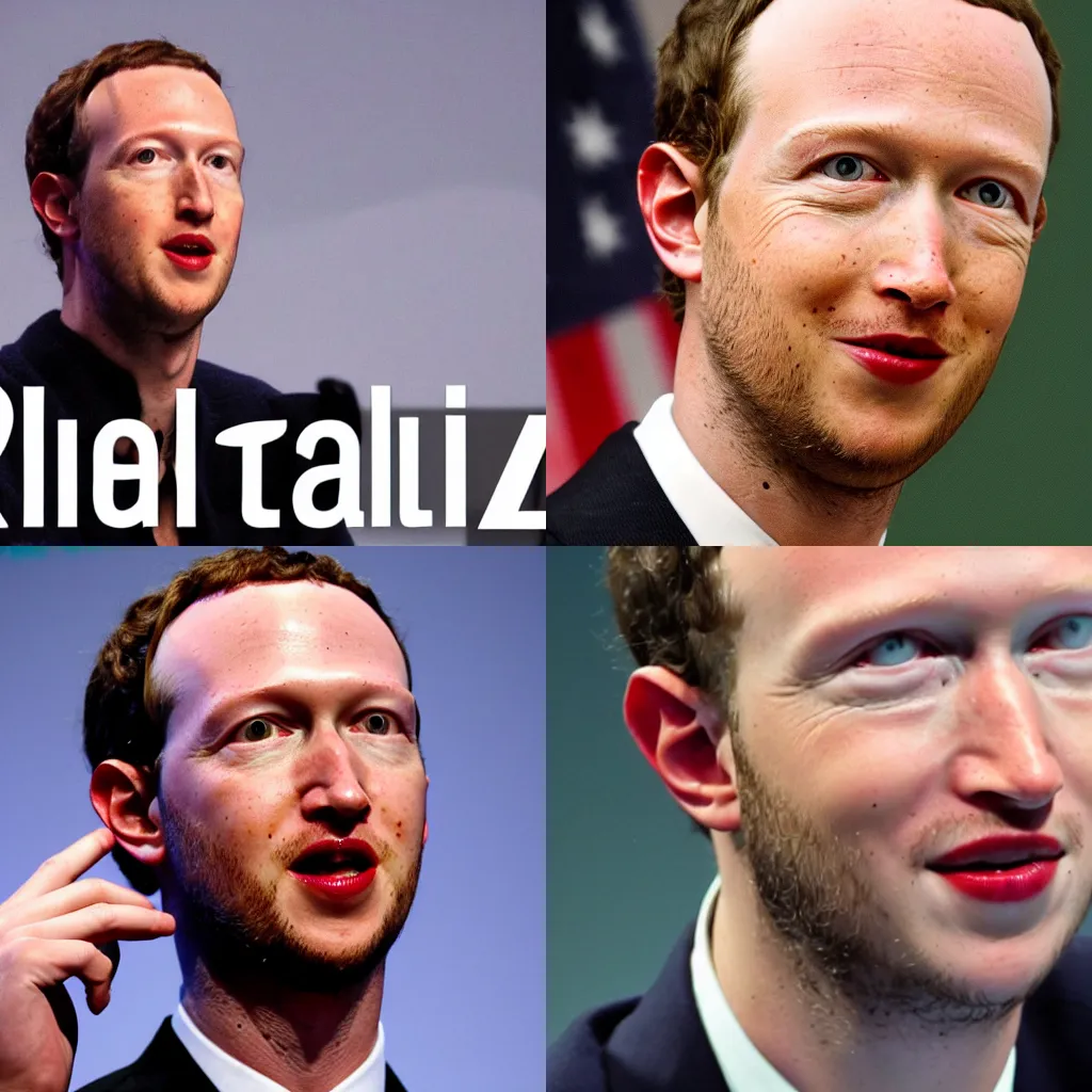 Prompt: reptilian mark zuckerburg