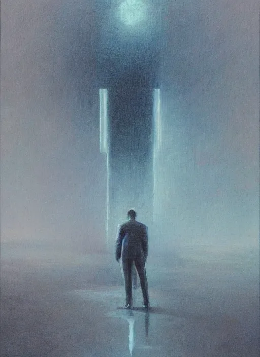 Image similar to A painting of Elon Musk in style of Beksinski. Very detailed