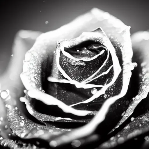 Image similar to award - winning macro of a beautiful black rose made of glowing molten magma