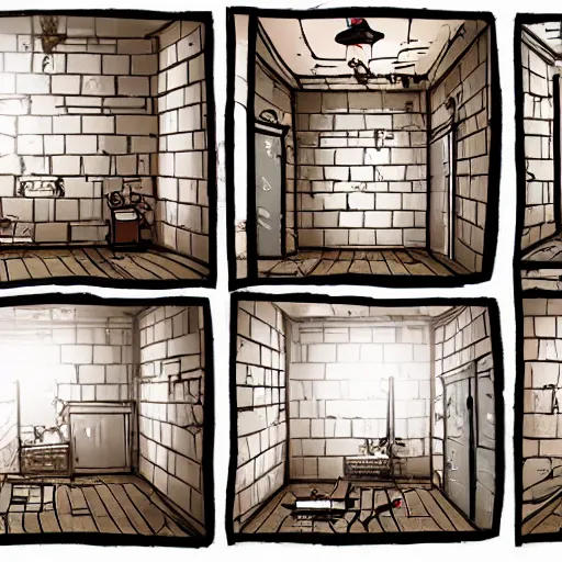 Image similar to the 6 th room in the inn, insane events, degenerate content, concept art