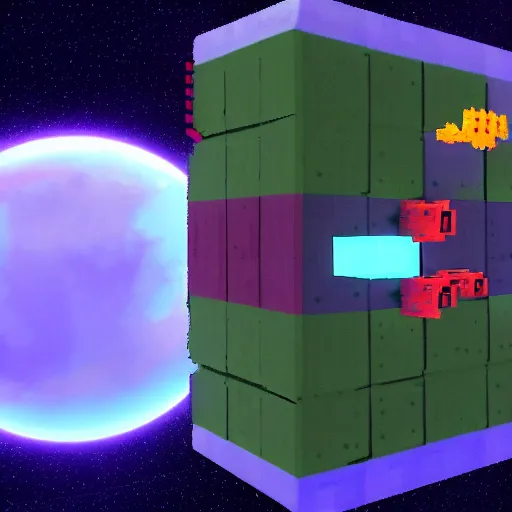 Prompt: a voxel game that takes place in space