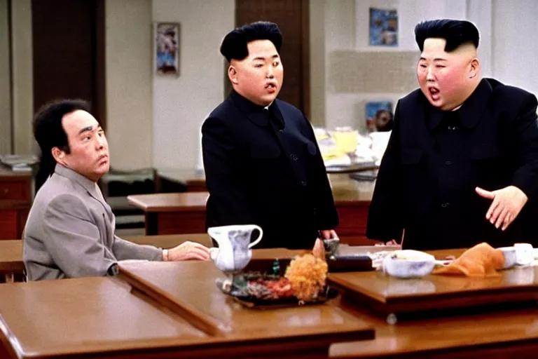 Image similar to Scene from Seinfeld where Jerry confronts Kim Jong-un