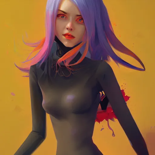 Image similar to Jinx lol, character art, illustration, elegant, 2d, ultra highly detailed, digital painting, smooth, sharp focus, artstation, pixiv, art by Ilya Kuvshinov