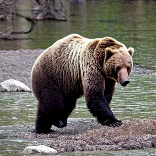 Image similar to levitating grizzly bear
