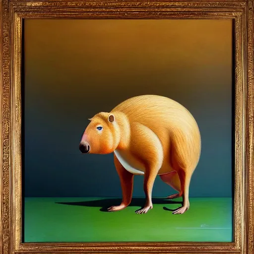 Prompt: capybara in the style of salvadore dali | matte oil painting | featured on artstation | impressionist