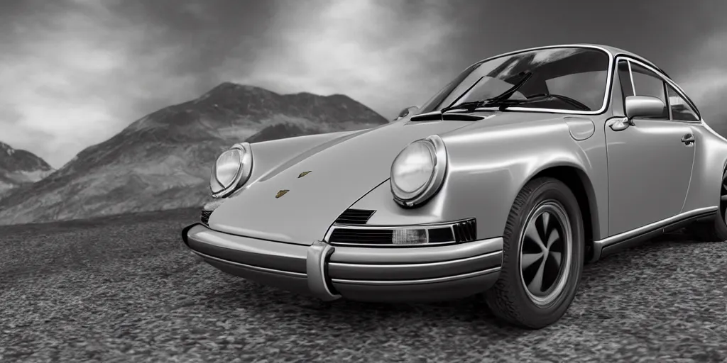 Prompt: vintage porsche 9 1 1 car, 3 d renderman style, ektachrome