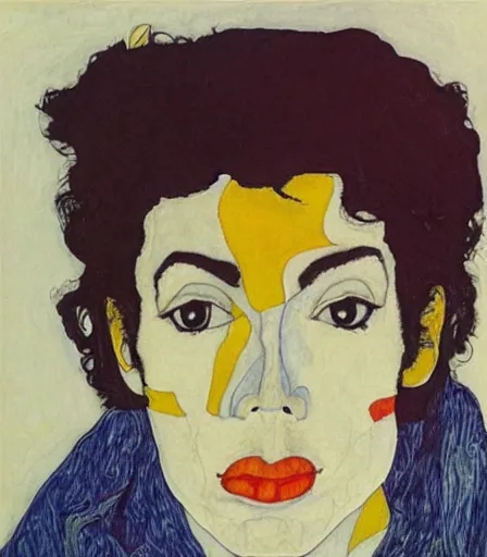 Image similar to portrait of michael jackson by egon schiele, intense desire, high quality, high detail