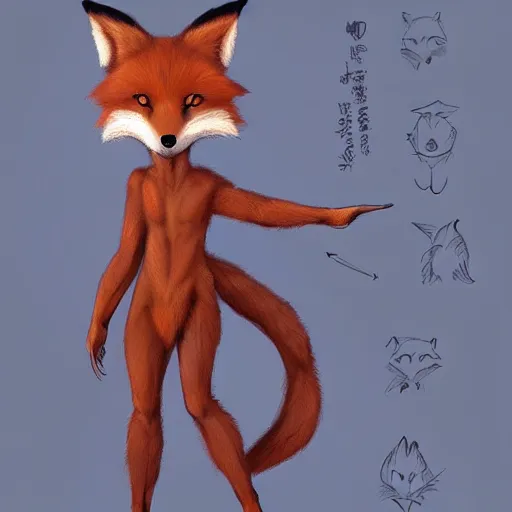 Image similar to an anthropomorphic fox, fursona!!! by kawacy, trending on artstation, full body