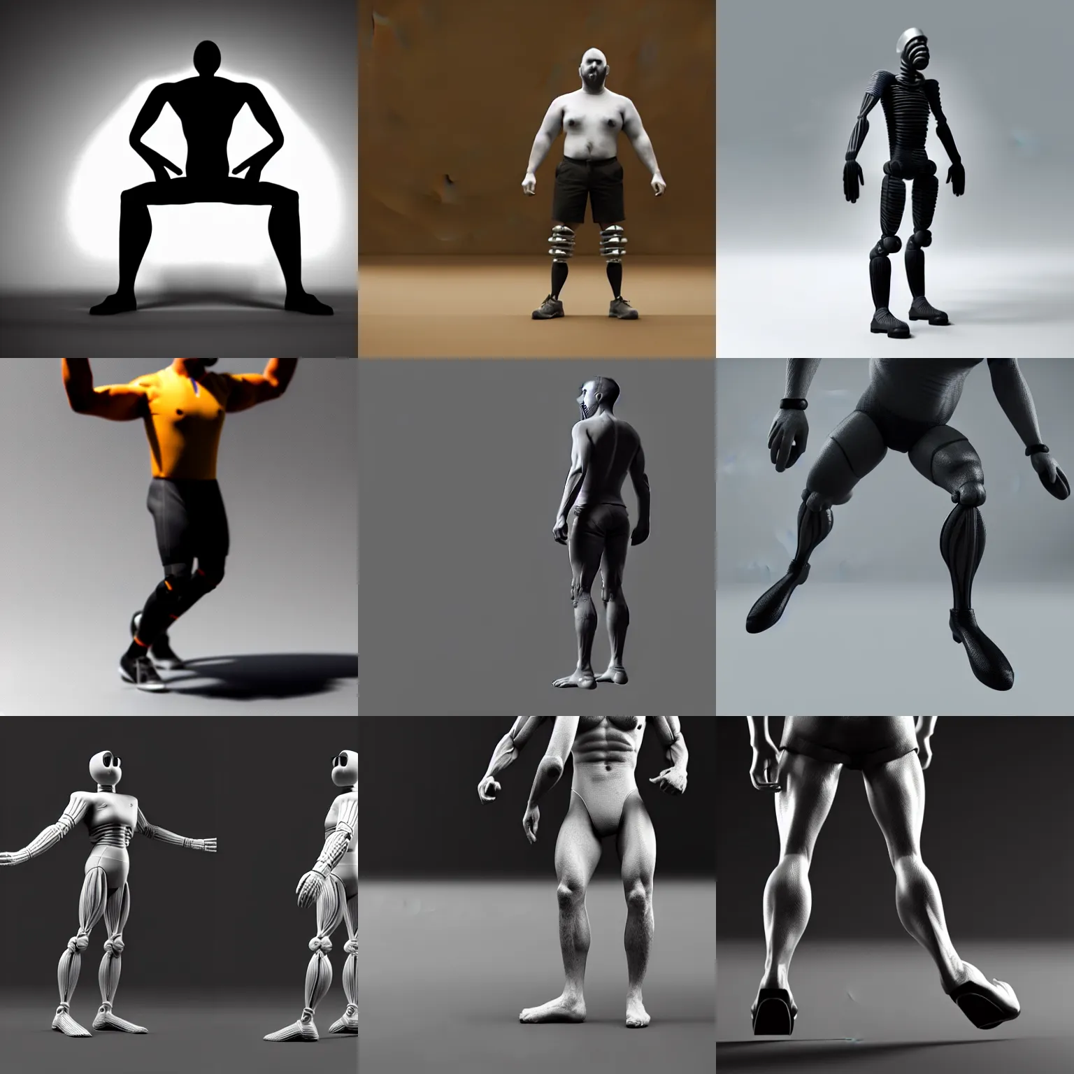 Image similar to man with strong legs, face is a computer monitor, octane render, unreal engine, ultradetailed, stylized as a 3 dimensional render