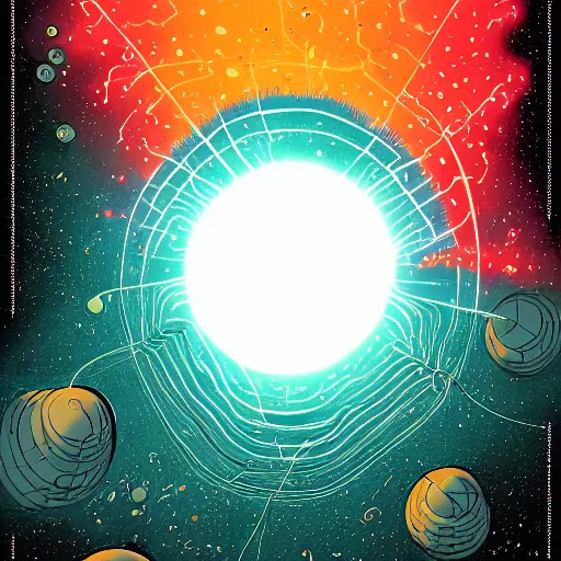 Image similar to an illustration of the big bang that created the universe, by laurie greasley and james stokoe