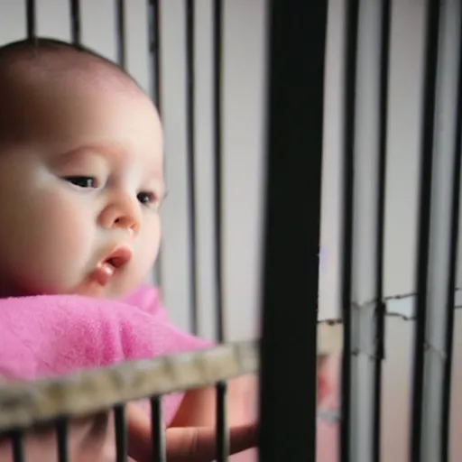 Image similar to baby inside a prison