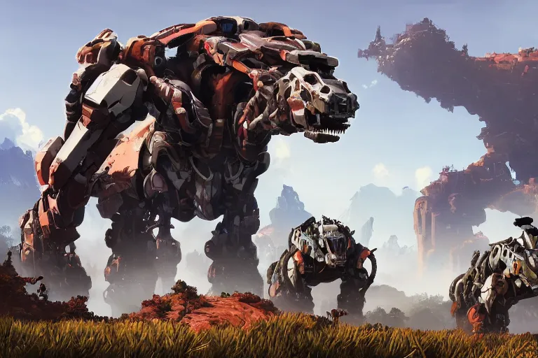 Image similar to burrower machine mecha animal beast robot of horizon forbidden west horizon zero dawn bioluminiscence global illumination ray tracing hdr fanart arstation by sung choi and eric pfeiffer and gabriel garza and casper konefal