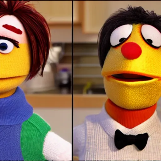 Image similar to bert and ernie realistic human 4 k