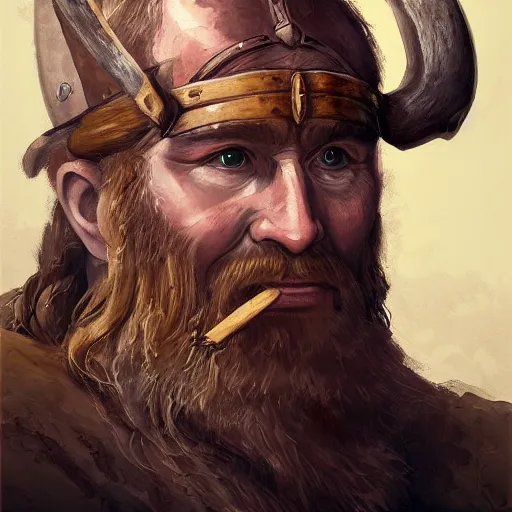 Image similar to painting portrait of a viking wearing a wood mask, artstation, ultra detailed