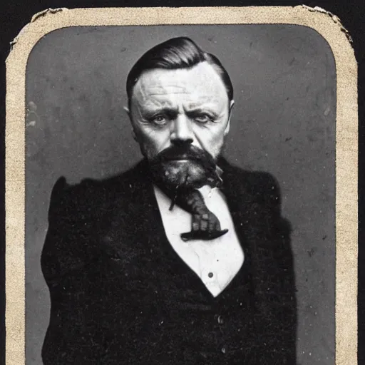 Prompt: headshot edwardian photograph of anthony hopkins, ian mcshane, arthur shelby, terrifying, scariest looking man alive, 1 8 9 0 s, london gang member, slightly pixelated, angry, intimidating, fearsome, realistic face, peaky blinders, 1 9 0 0 s photography, 1 9 1 0 s, grainy, blurry, very faded