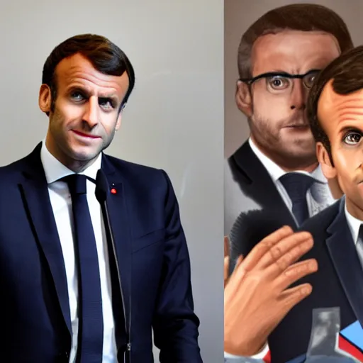 Image similar to emmanuel macron in a comic, presentation of his new program