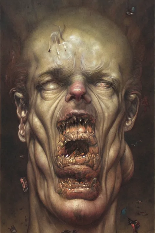 Image similar to portrait of a dumpsterin the style of wayne barlowe, gustav moreau, goward, bussiere, roberto ferri, santiago caruso, luis ricardo falero, austin osman spare