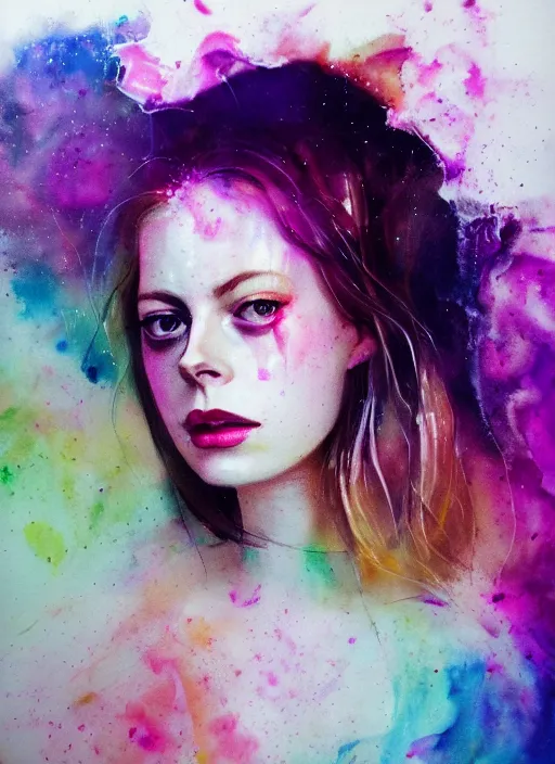 Image similar to gillian jacobs by agnes cecile pastel light colours ink drips autumn lights