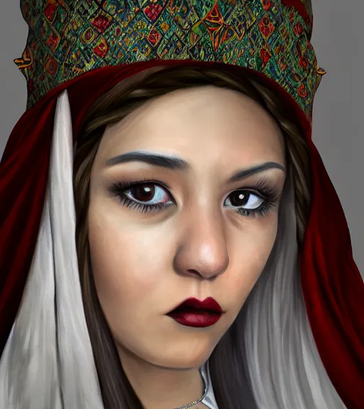 Prompt: bashkir goth girl, detailed portrait, photorealistic