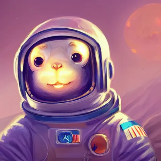 Image similar to an adorable chipmunk in an astronaut suit on the moon, warm lighting with cool shadows, digital painting, detailed, trending on artstation, in the style of dominik mayer thomas dubois, gaston bussiere