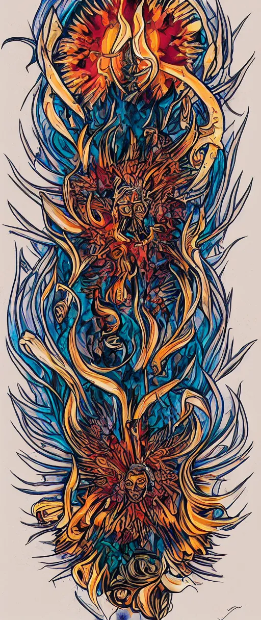 Image similar to eternal peyote fire, awardwinning tattoo concept art on white background