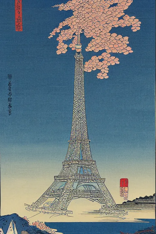 Image similar to effel tower by hiroshige utakawa