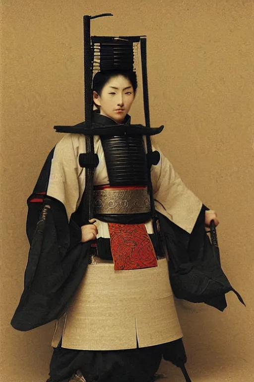 Prompt: a set of high - tech japanese samurai armor, by bouguereau