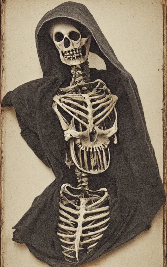 Image similar to portrait of an undead skeletal plague doctor, daguerreotype, studio lighting, hyperrealistic, ultra detailed