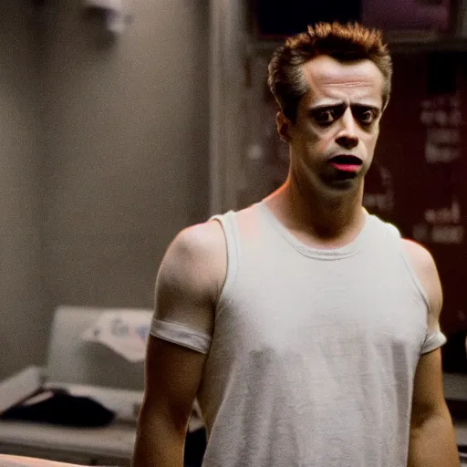 Image similar to Homer Simpson in the movie (Fight Club) 8k hdr movie still