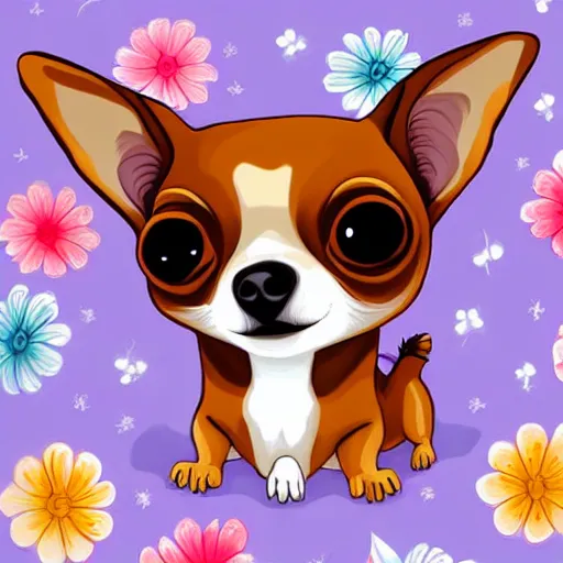 Image similar to a jeremiah ketner illustration of an adorable and cute tan chihuahua