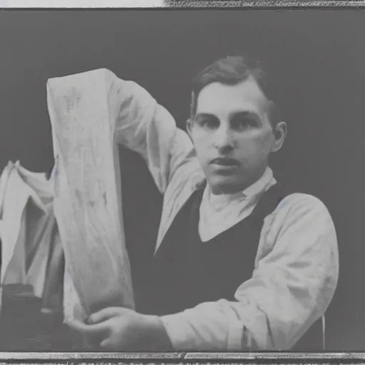 Prompt: vintage black and white photograph of jeff bezzos as a factory worker, film grain, 1 9 0 0