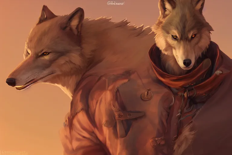 Image similar to character portrait icon of the anthro male anthropomorphic wolf fursona wearing cowboy outfit wild west desperado character design by charlie bowater, ross tran, artgerm, and makoto shinkai, detailed, soft lighting, rendered in octane