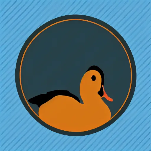Image similar to a duck, modern, pictorial mark, iconic logo symbol, shades of blue and black