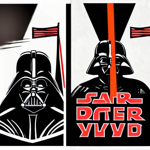 Prompt: darth vader in the style of a soviet propaganda poster