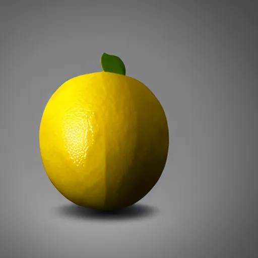 Image similar to a high quality render of a low poly lemon,