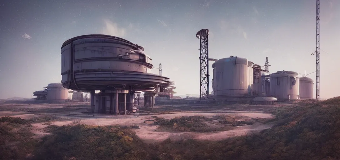 Image similar to futuristic abandoned solarpunk power station, sci - fi, digital art by beeple