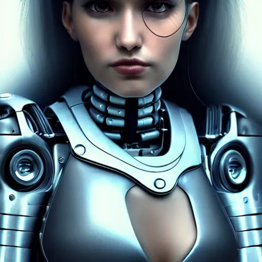 Prompt: Mechanical Cyberpunk Female Android, Half-Body, intricate, elegant, super highly detailed, professional digital painting, artstation, concept art, smooth, sharp focus, no blur, no dof, extreme illustration, Unreal Engine 5, Photorealism, HD quality, 8k resolution, cinema 4d, 3D, beautiful, cinematic, art by artgerm and greg rutkowski and alphonse mucha and loish and WLOP
