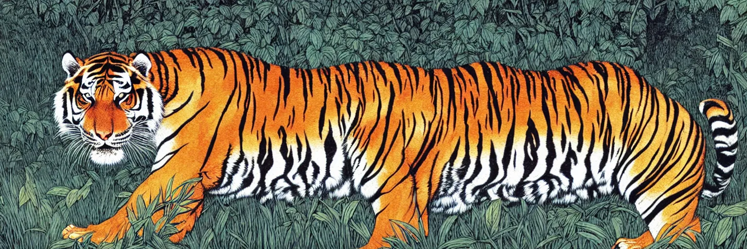 Prompt: siberian tiger with sunglasses, mara demon, one single tiger, art by takato yamamoto and dan mumford and justin gerard