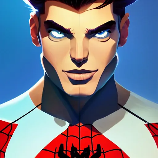 Image similar to face icon stylized minimalist spiderman, loftis, cory behance hd by jesper ejsing, by rhads, makoto shinkai and lois van baarle, ilya kuvshinov, rossdraws global illumination