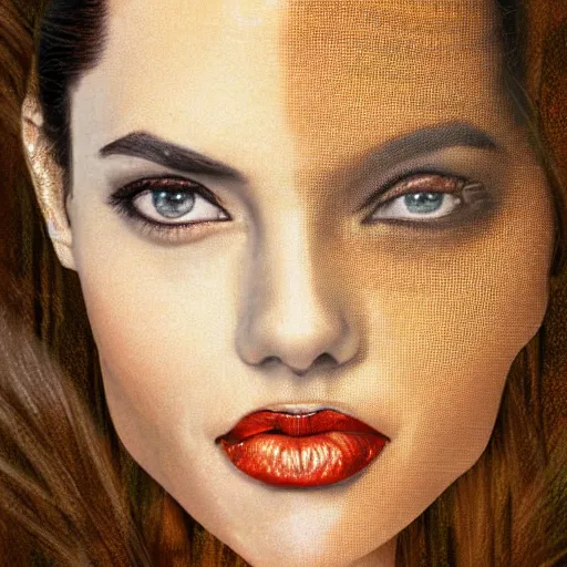 Image similar to angelina lolie face on an ( orange )