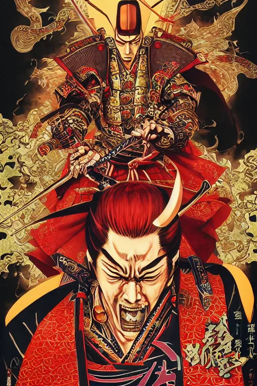 Image similar to poster of kiryu from yakuza as a samurai, by yoichi hatakenaka, masamune shirow, josan gonzales and dan mumford, ayami kojima, takato yamamoto, barclay shaw, karol bak, yukito kishiro, highly detailed