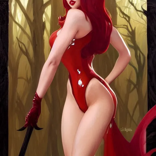 Prompt: buffy the vampire slayer dressed as jessica rabbit holding a large wooden stake, intricate, elegant, highly detailed, digital painting, artstation, concept art, matte, sharp focus, illustration, in the style of magic the gathering, art by artgerm and greg rutkowski and alphonse mucha