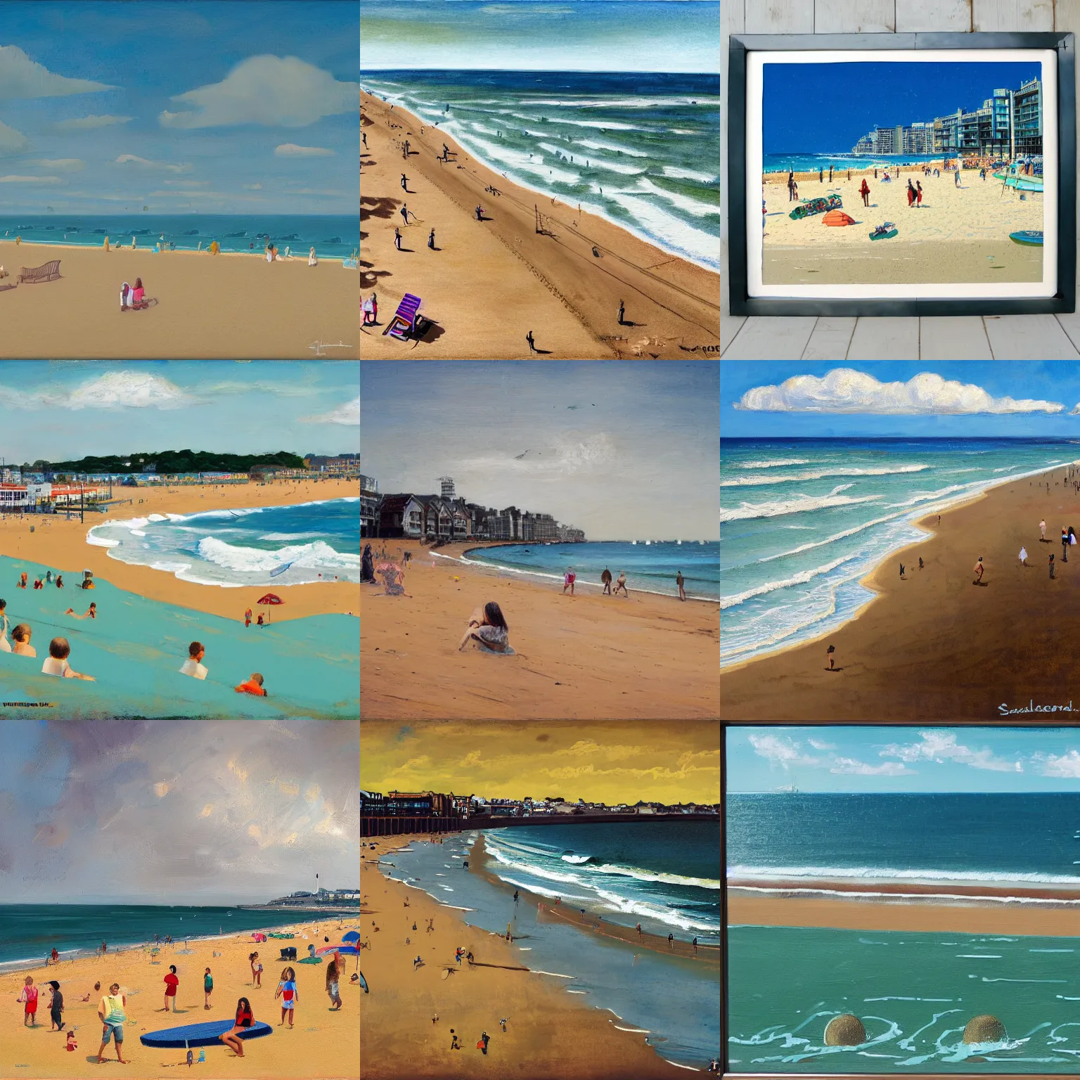 Prompt: bournemouth beach in the style of scott listfield