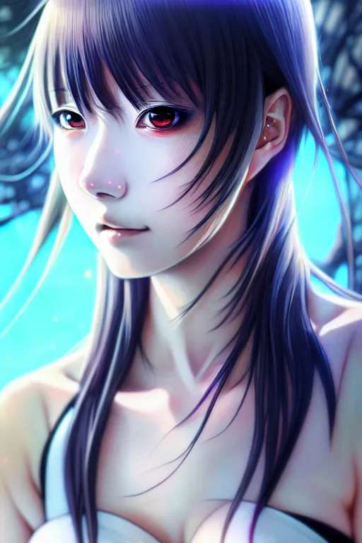 Image similar to ”ultra realistic, beautiful anime woman, modern, cyberpunk, intricate, elegant, super highly detailed, professional digital painting, artstation, concept art, smooth, sharp focus, no blur, no dof, extreme illustration, 8k resolution, beautiful, cinematic, art by artgerm and hayao miyazaki and eiichiro oda”