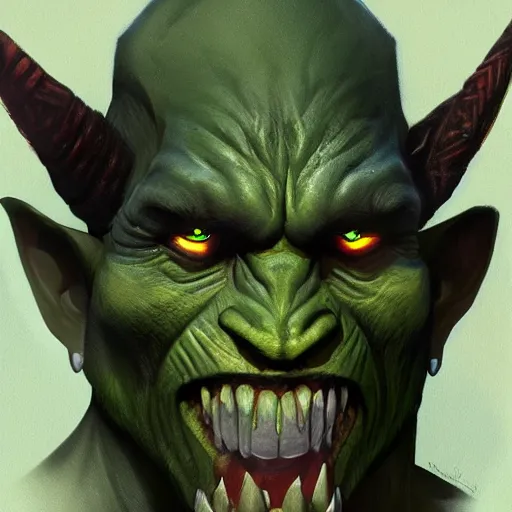 Prompt: An Orc portrait, art by Nathan Fowkes , art station, colorkey scene,