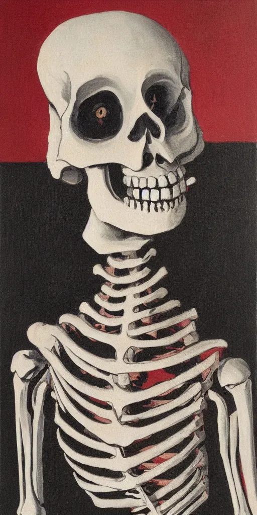 Image similar to cute smiling skeleton girl, socialist realism painting, highly detailed