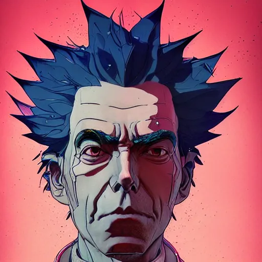 Prompt: 9 5 5 5 rick sanchez portrait by and james jean and katsuhiro otomo and erik jones, inspired by ghost in the shell anime, beautiful fine face features, intricate high details, sharp, ultradetailed, 3 d octane render